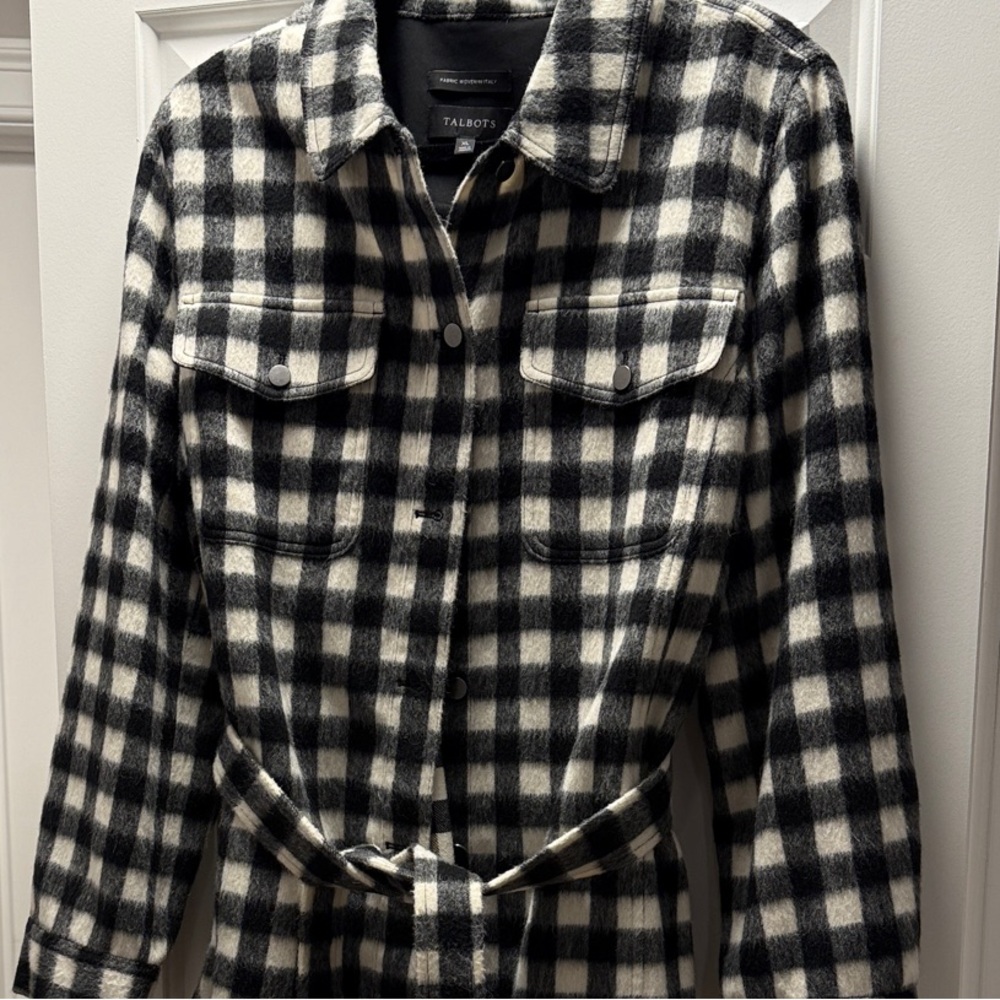 Talbots Black and White Plaid Utility Jacket